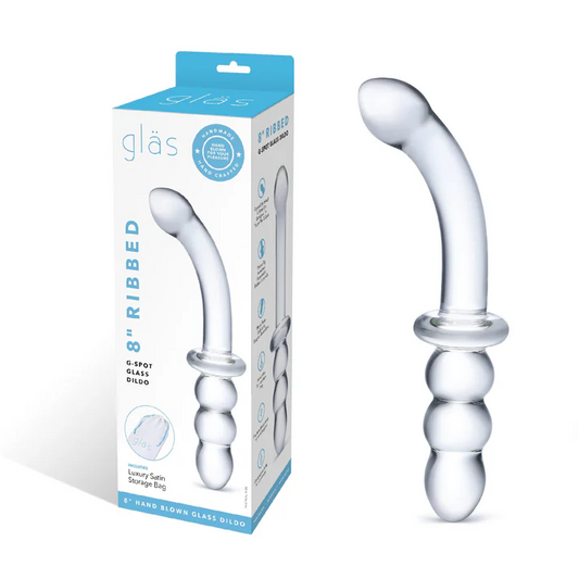 Ribbed G-Spot Double-Ended Glass Dildo